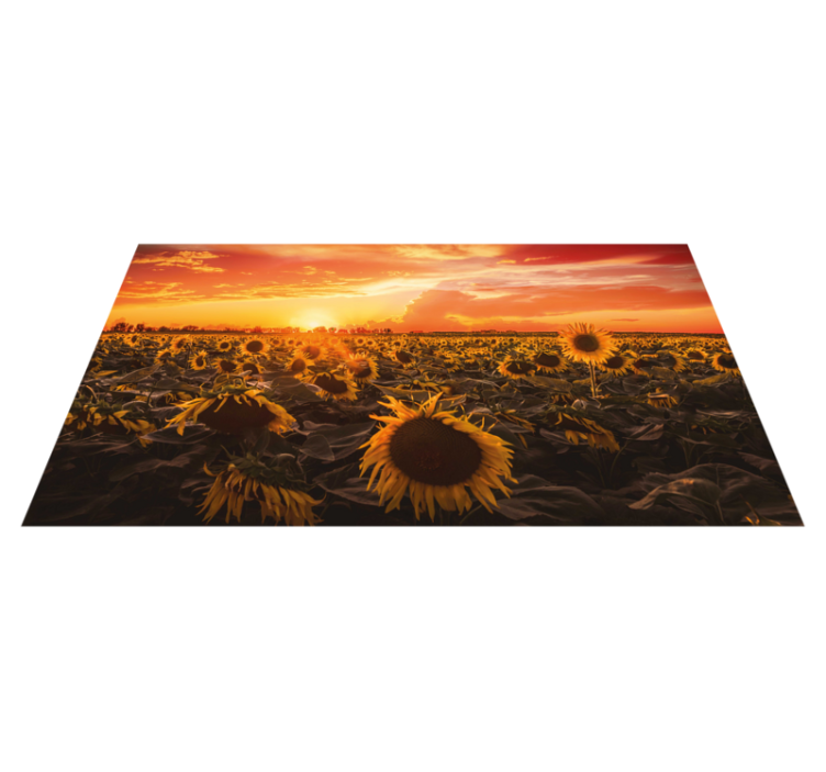 Vinyl Teppich Blumen sonnenblumen-sonnenuntergangsszene - TenStickers