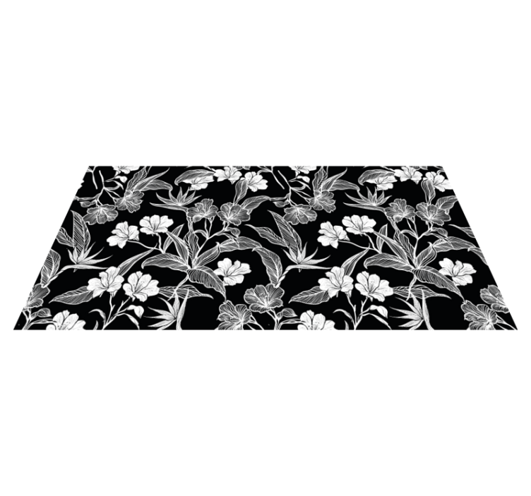 Vinyl Teppich Blumen eleganz in schwarz und weiß - TenStickers