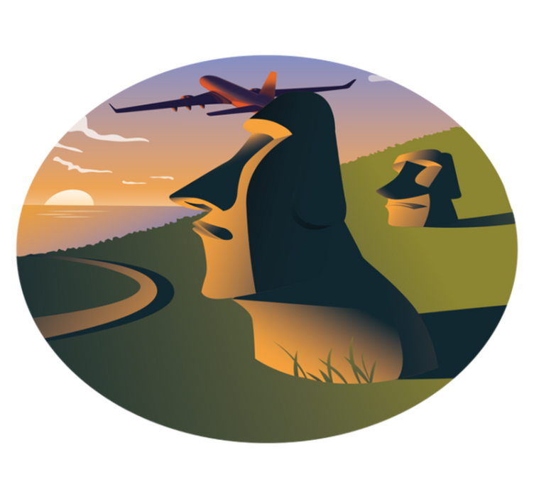 Vinyl Teppich rund sonnenuntergang auf der osterinsel - TenStickers