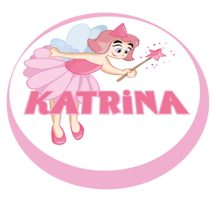 Vinylteppich mit Name Runde rosa haarfee prinzessin - TenStickers
