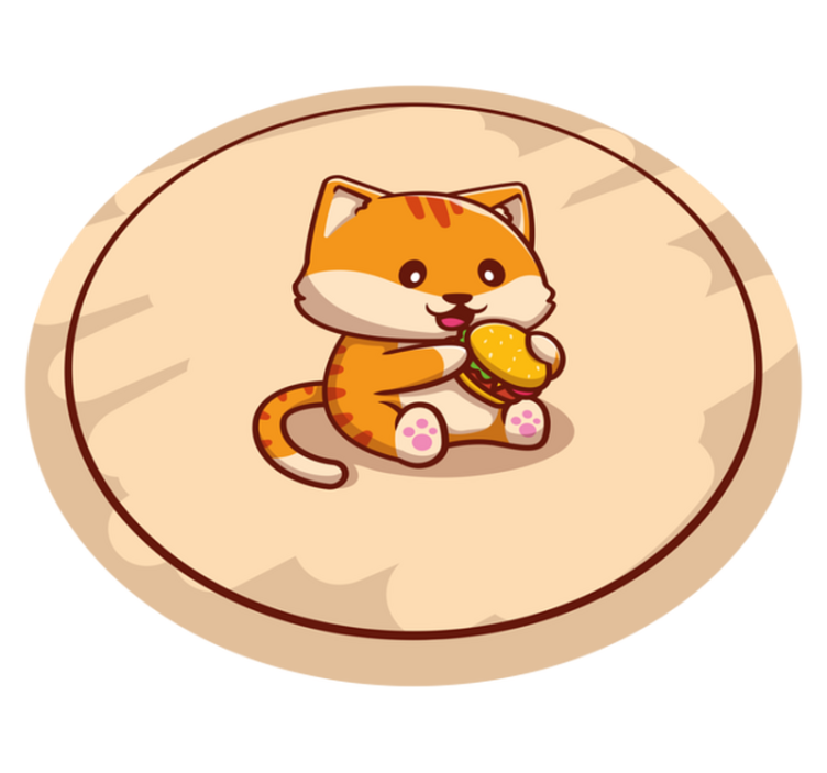 Vinyl Teppich Kinder babykatze mit sandwich - TenStickers