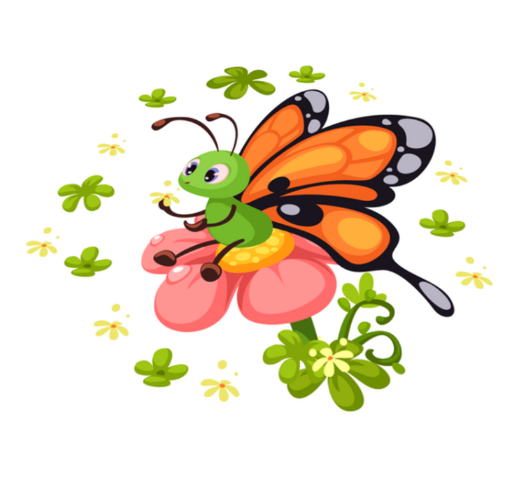 Vinylteppich Tiere Schmetterling sitzt auf einer blume - TenStickers