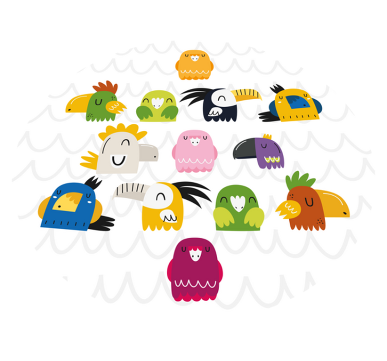 Vinyl Teppich Kinder bunte vogelgesichter - TenStickers