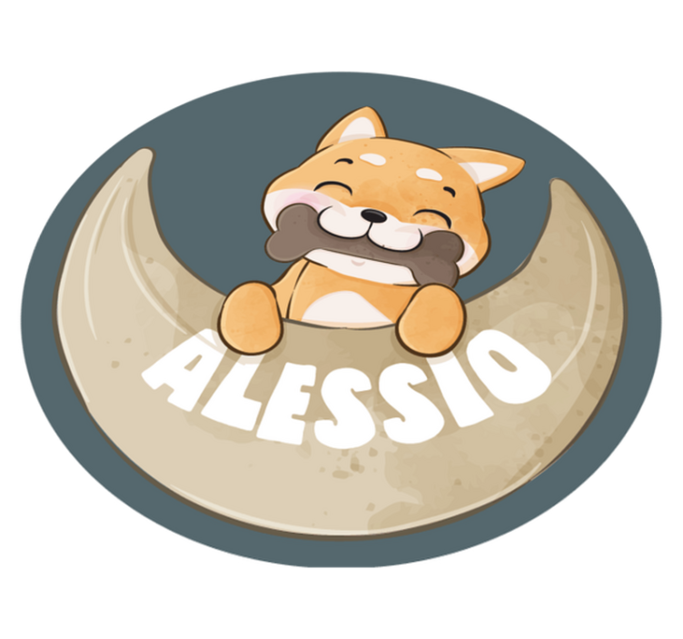 Vinylteppich kindlich welpe mit knochen und namen - TenStickers