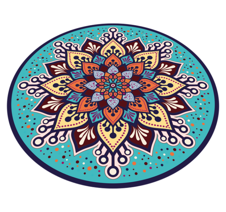 Vinylteppich Mandala Blaue und orange sonnenform - TenStickers