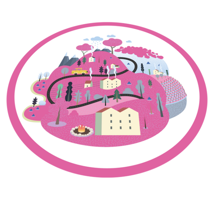 Vinyl teppich straßen bunte dorfszene - TenStickers