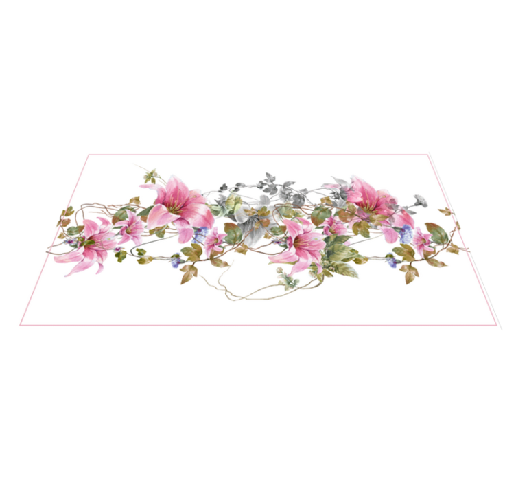 Vinyl teppich natur mit floralem rankenmuster - TenStickers