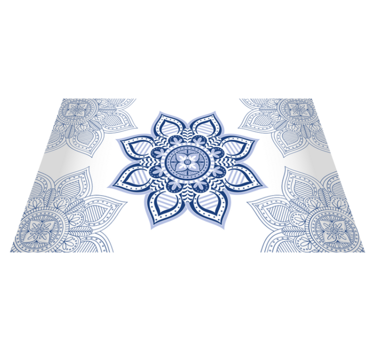 Vinyl Teppich Mandala komplizierte blaue blumen - TenStickers