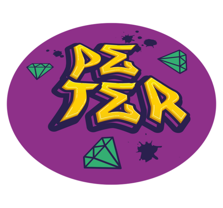 Vinylteppich mit Name Graffiti-stil mit grünen diamanten - TenStickers