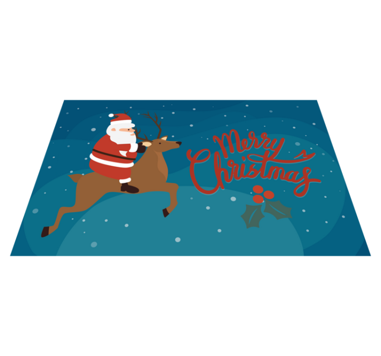Vinyl Teppich Weihnachten weihnachtsmann reitet rentier - TenStickers