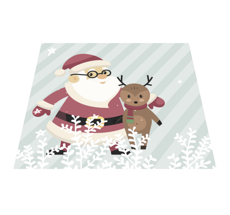 Vinyl Teppich Weihnachten weihnachtsmann und rentier - TenStickers