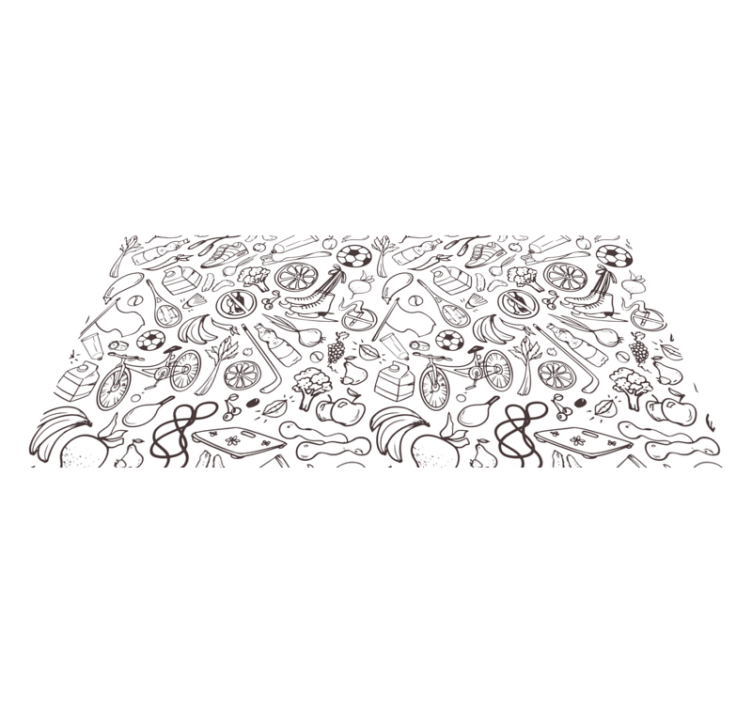 Vinylteppich modern Fitness- und sportsymbol-doodles - TenStickers