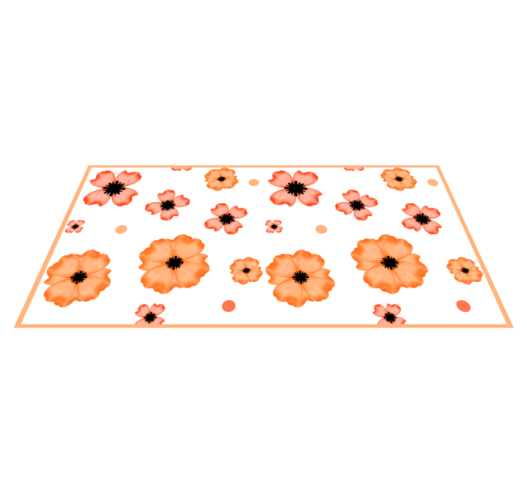 Vinylteppich Blumen Orange und rosa aquarellmuster - TenStickers