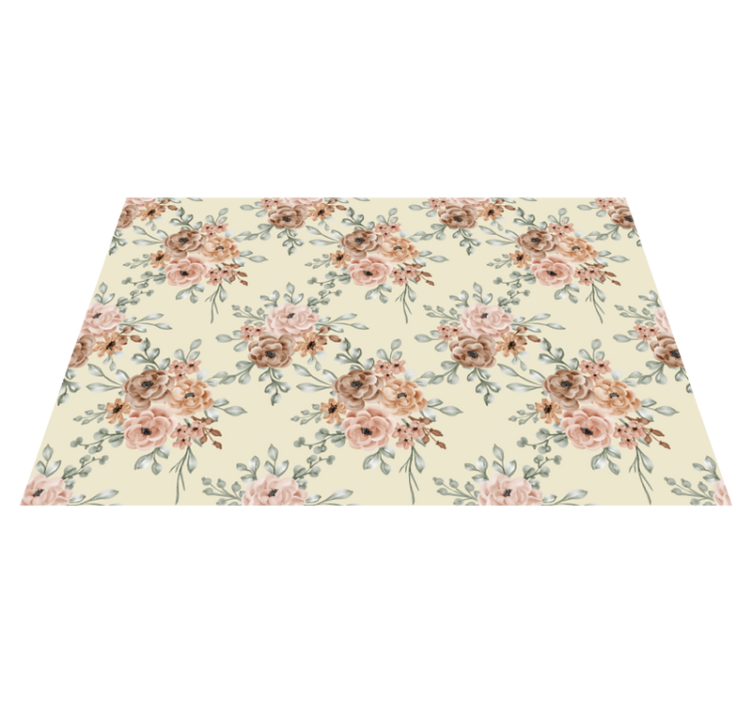 Vinyl Teppich Blumen beige natur - TenStickers