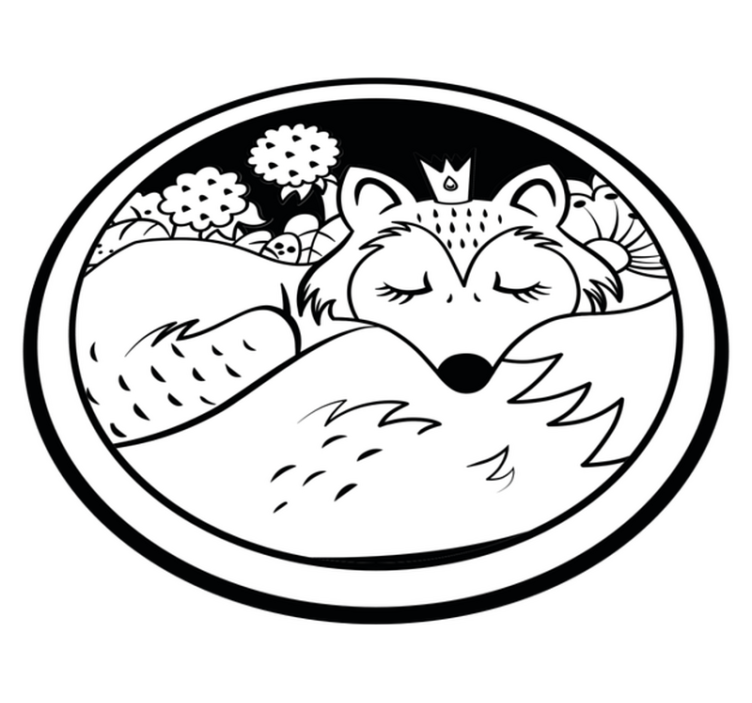 Vinyl Teppich Tiere schlafender fuchskreis - TenStickers