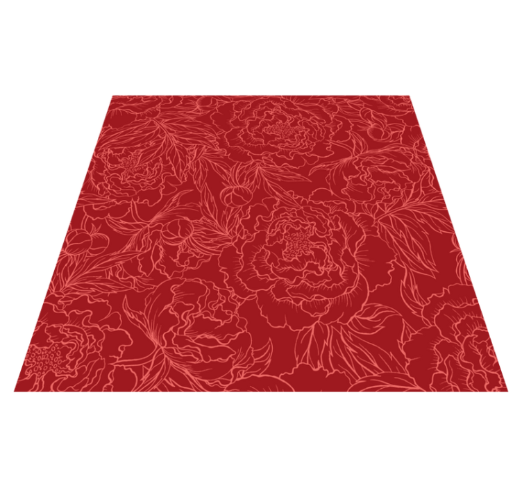 Vinyl Teppich Blumen blumenmuster in rot - TenStickers