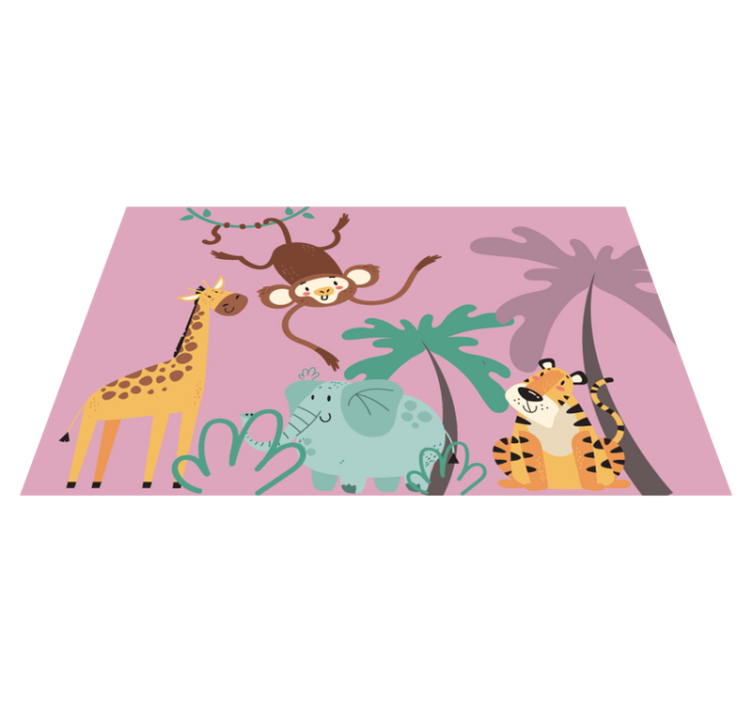 Vinylteppich Tier bunte Cartoon-Safari-Tiere - TenStickers