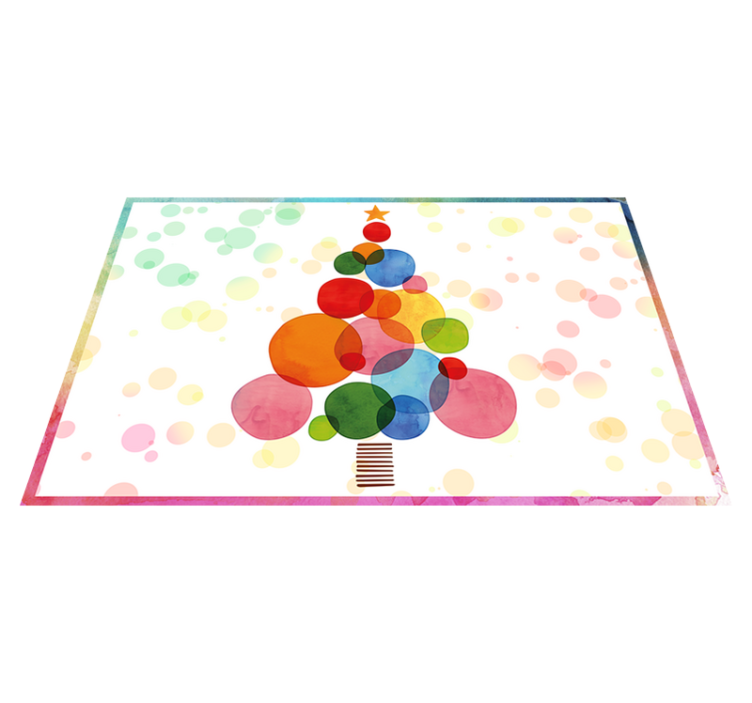 Vinyl Teppich Weihnachten wasserfarbener Fichte - TenStickers