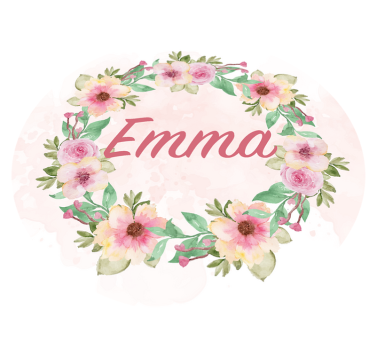 Vinylteppich mit Name krone aus blumen - TenStickers