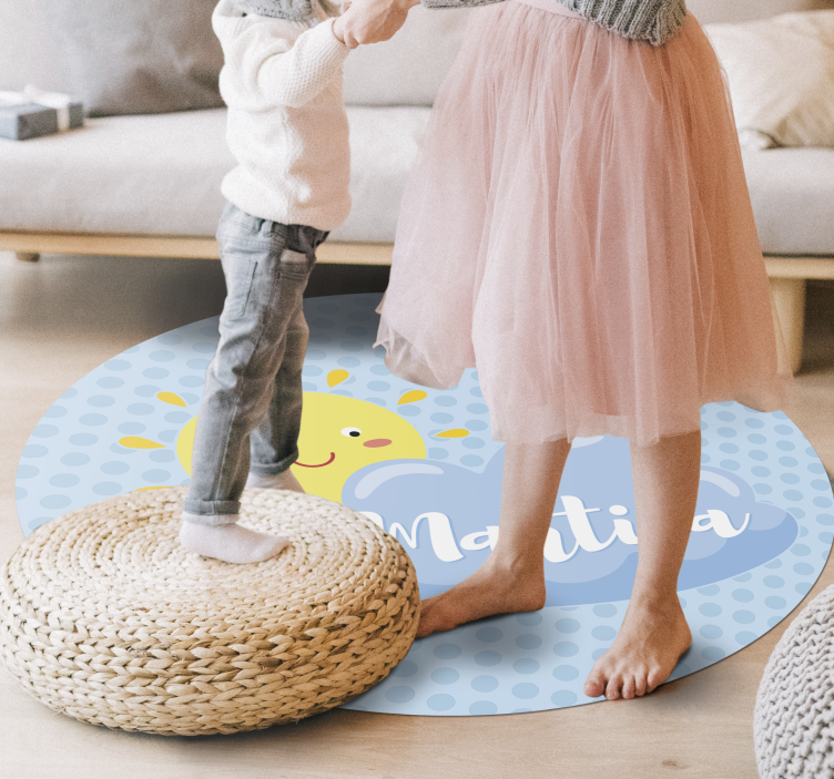 Vinylteppich mit Name Sonne und wolken mit Namen - TenStickers