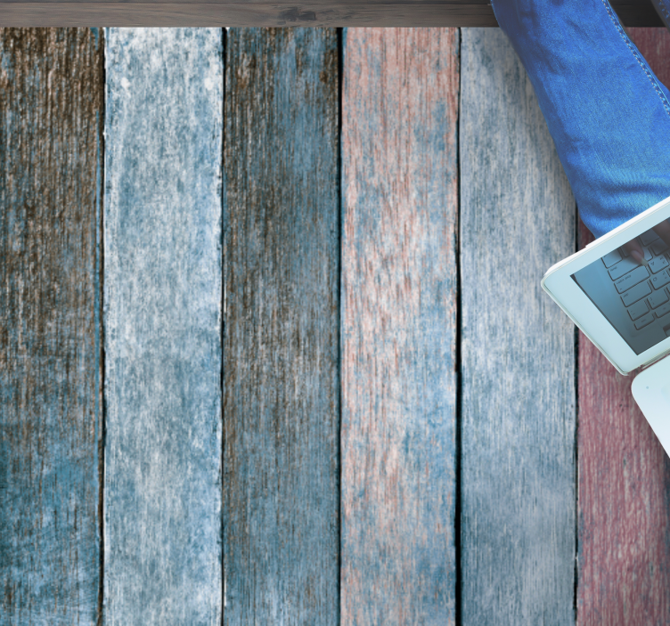 Vinylteppich Holzoptik blaue und rosa bretter - TenStickers