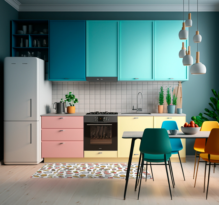 Vinylteppich modern Lebensmittel-icons-muster - TenStickers