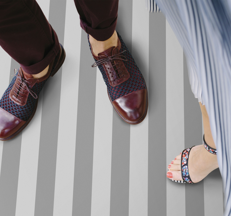 Gestreifter vinyl teppich graue eleganz spiel - TenStickers