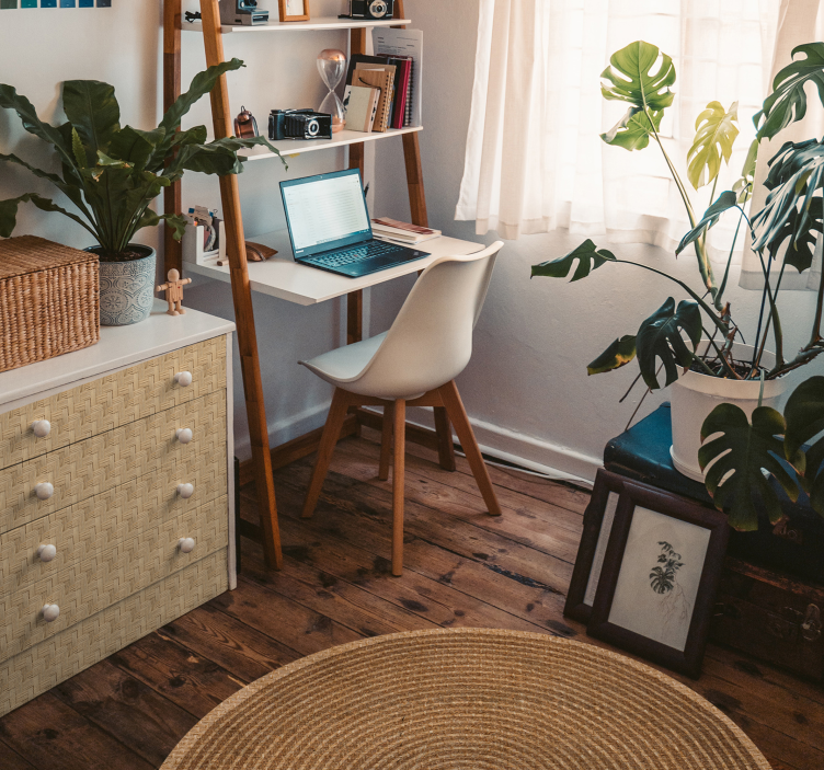 Vinylteppich nordisch runde JutetexturRunde Jutetextur - TenStickers