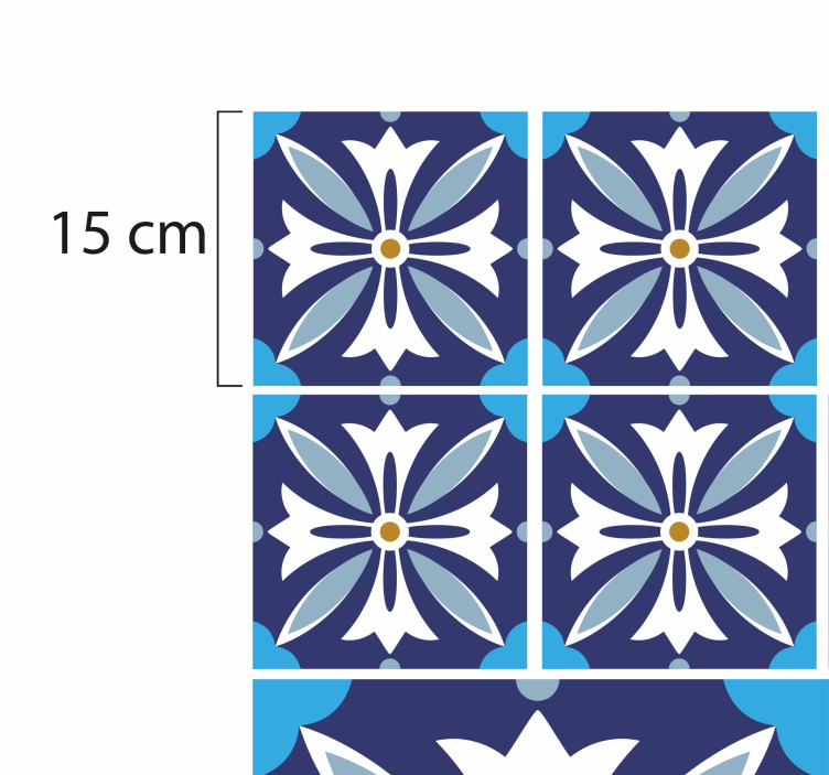 Vinyl Teppich Fliesenoptik keramik blumenmuster - TenStickers