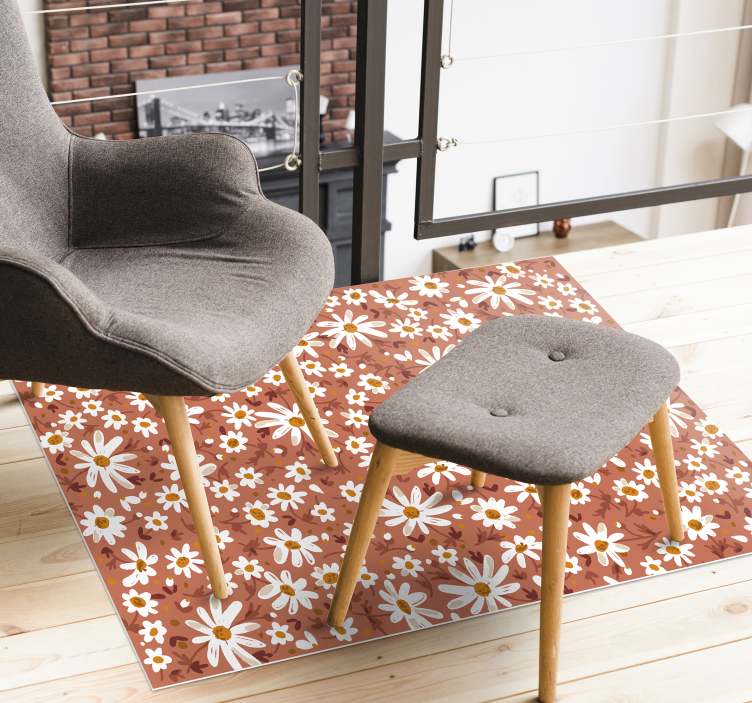 70er Jahre Gänseblümchen Vinyl Teppich - TenStickers