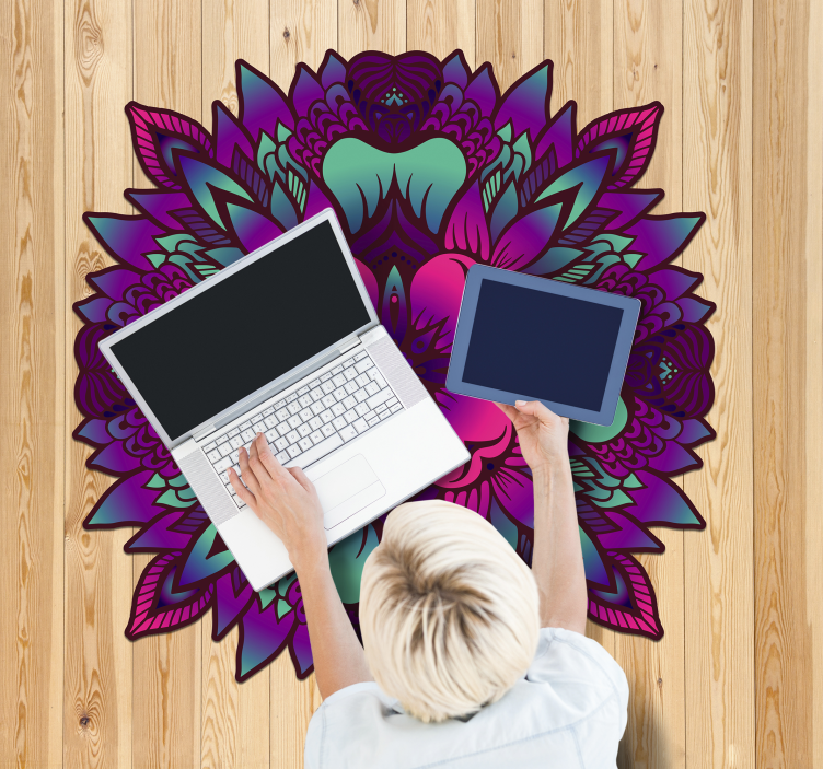 Floraler mandala-flieder vinyl teppich - TenStickers