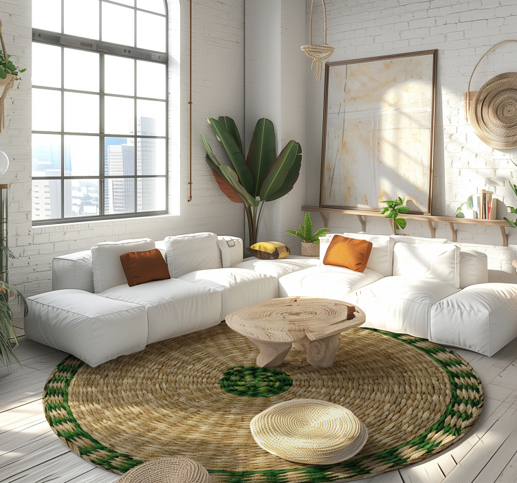 Imitation strukturierter vinylteppich gewebte Rundtextur - TenStickers