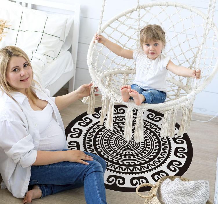 Schwarzweiss Mandala Schlafzimmer Vinylteppich - TenStickers