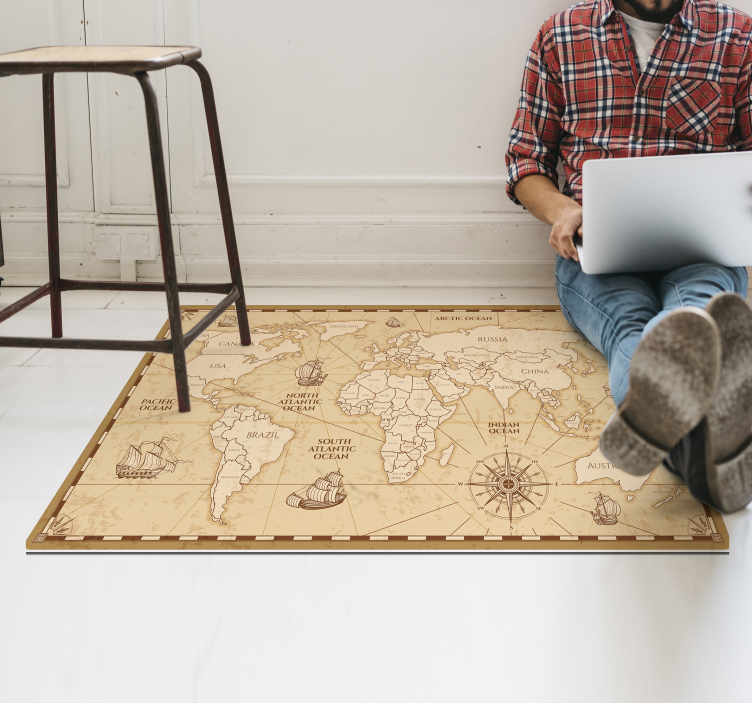 Erstaunliche vintage weltkarte vinyl teppich - TenStickers
