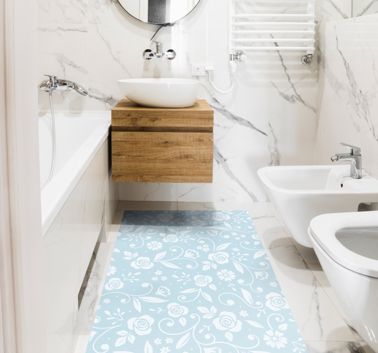 Vinyl Teppich Blumen blumenmuster blues - TenStickers