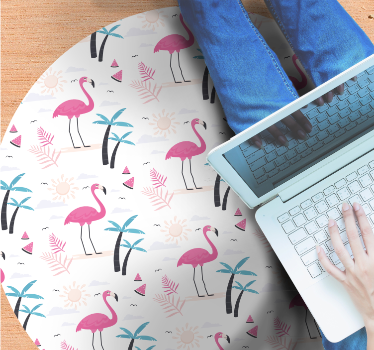 Vinyl Teppich Jugendzimmer flamingo-tropenszene - TenStickers