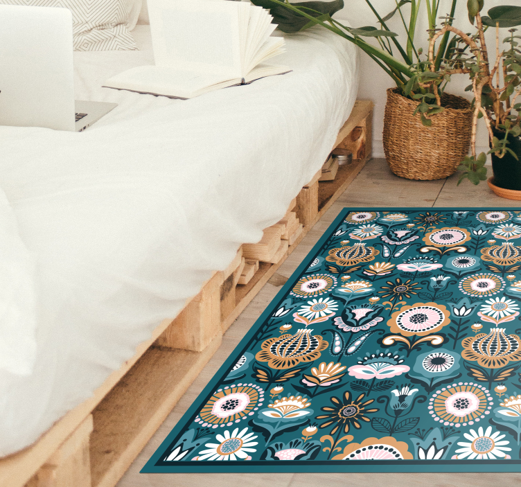 Vinyl Teppich Schlafzimmer florale blattmuster - TenStickers