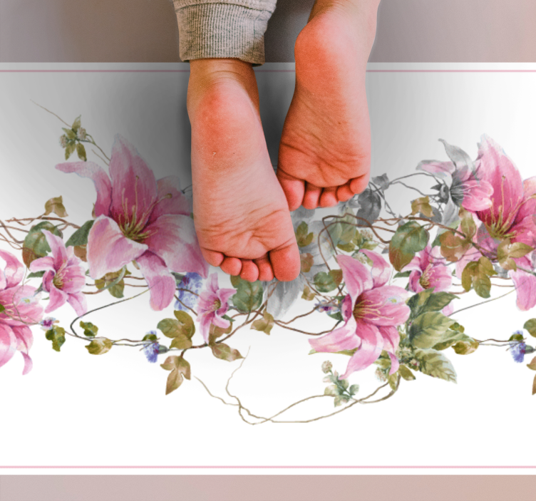 Vinyl teppich natur mit floralem rankenmuster - TenStickers