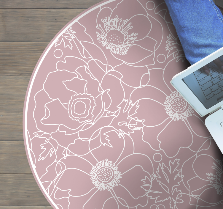 Vinyl Teppich Blumen florales umrissmotiv - TenStickers