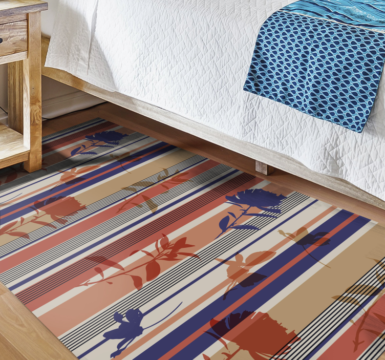 Vinyl Teppich Blumen gestreiftes blumenmuster - TenStickers