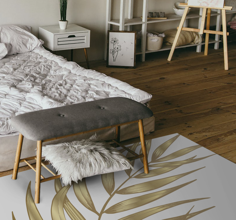 Vinyl Teppich Blumen goldenes laubmuster - TenStickers