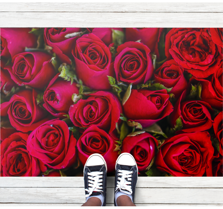 Vinyl Teppich Eingang leuchtend rote rosen - TenStickers