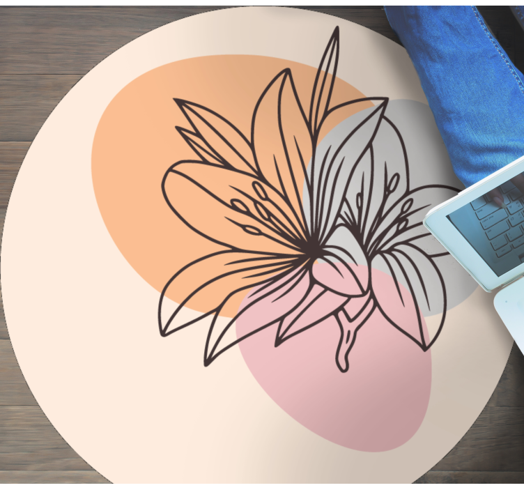 Vinyl Teppich rund lilien-blumenakzent - TenStickers