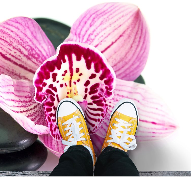 Vinyl Teppich Blumen orchidee und steine - TenStickers