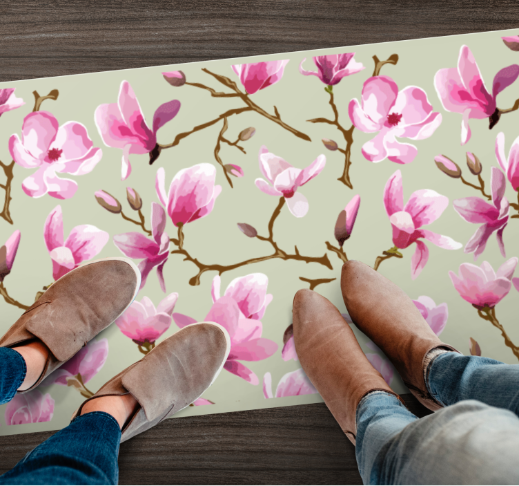 Vinyl Teppich Blumen rosa magnolie - TenStickers