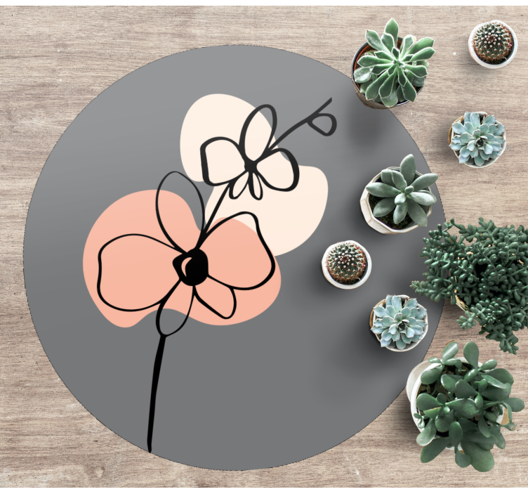 Vinyl teppich blumen im minimalistischen graudesign - TenStickers