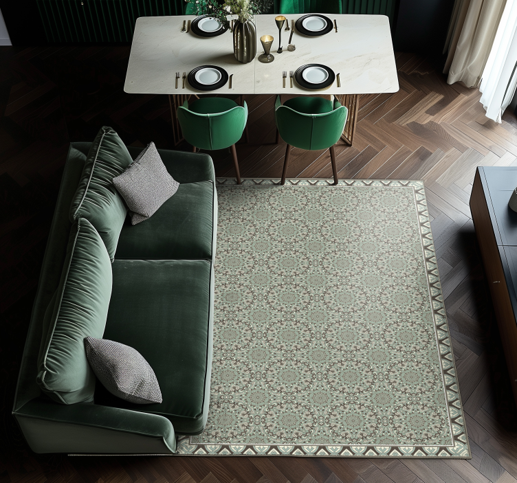 Vinyl Teppich Esszimmer blumenfliesenmuster - TenStickers