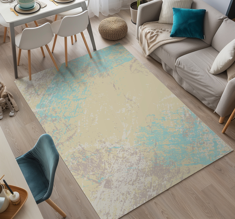 Vinyl Teppich Esszimmer gelbes und blaues abstraktes design - TenStickers