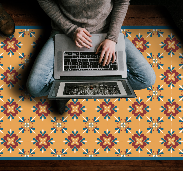 Vinyl Teppich Fliesenoptik florale mosaikharmonie - TenStickers