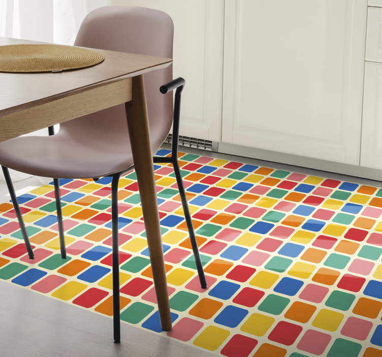 Vinyl Teppich geometrisch bunte mosaikquadrate - TenStickers